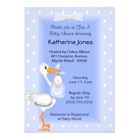 Personalized Baby Stork Invitations