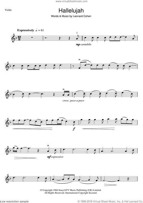 Burke Hallelujah Sheet Music For Violin Solo Pdf Interactive Hallelujah Sheet Music Easy