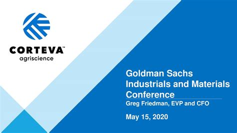 Corteva Ctva Presents At Goldman Sachs Virtual Industrials