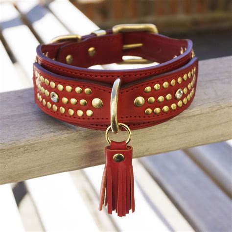 Matching Set Luxury Dog Collar And Dog Lead In Red Naturally Etsy