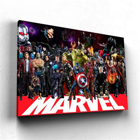 Marvel Super Heroes Enmarcado Lienzo Avengers Wall Art Print Etsy
