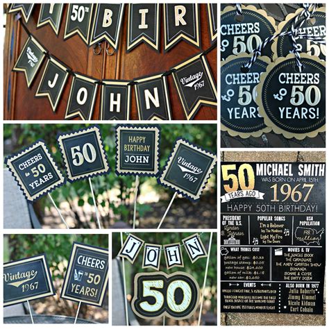 50th Birthday Party Banner Happy Birthday 50th Party Banner Etsy