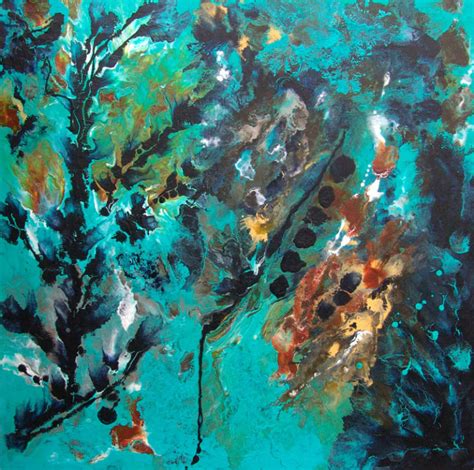 Large Blue Abstract Art Painting Eternal Turquoise Teal Colorful Modern