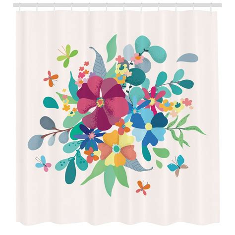 Floral Shower Curtain Abstract Design Of Blended Soft Pastel Colors