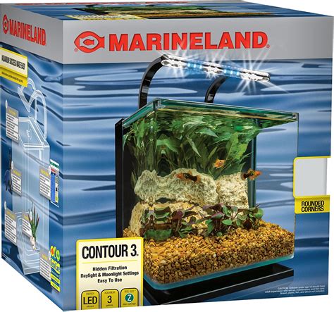 Marineland 3 Gallons Contour Glass Aquarium Kit With Rail Light