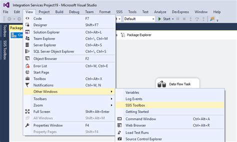 Sql Server Missing Ssis Toolbox In Visual Studio Stack Overflow