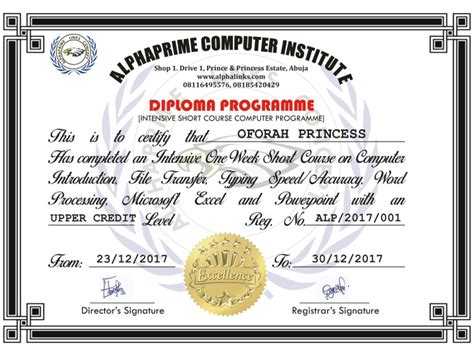Diploma Certificate Format Computer Diploma Certificate Format