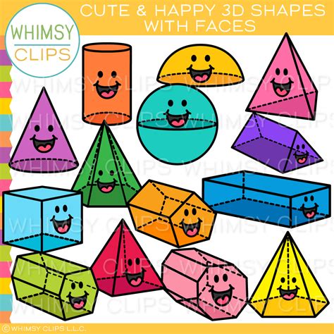 Free Cute 3d Shapes With Faces Clip Art Whimsy Clips