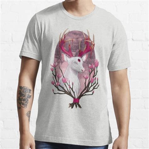 White Stag With Magnolias T Shirt For Sale By Jadiekins Redbubble White Stag T Shirts
