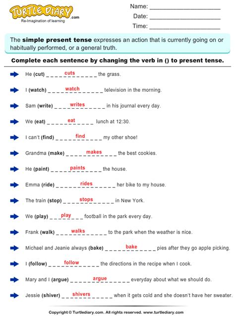 Simple Present Tense Worksheets For Grade 2