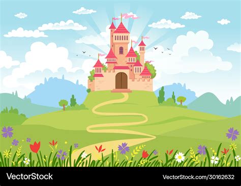 Castle Cartoon Vector Illustration Cartoon Fairy Tale Castle Tower