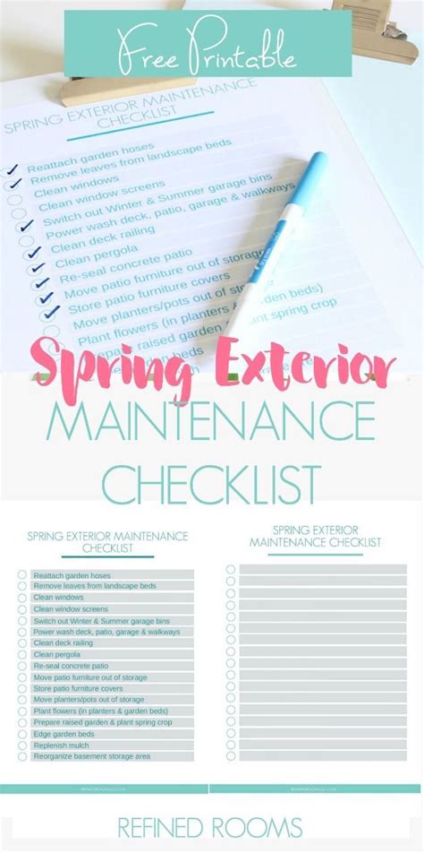 Spring Exterior Maintenance Checklist Free Printable Maintenance