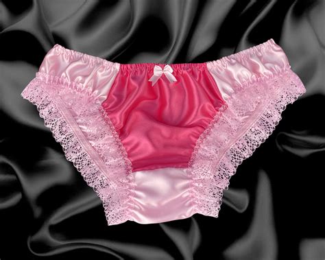 Pink Satin Frilly Sissy Full Panties Bikini Knicker Underwear Size