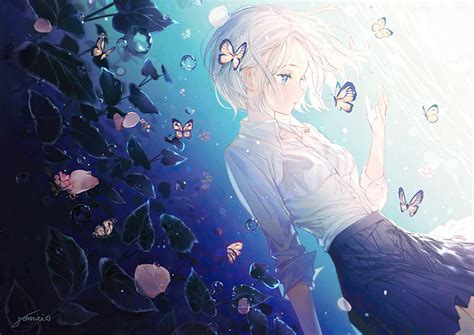 Anime Original Butterfly Girl Underwater Hd Wallpaper Peakpx