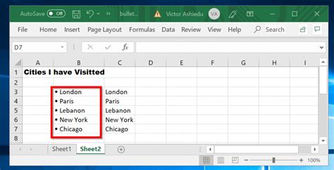 How To Add A Bullet Point In Excel