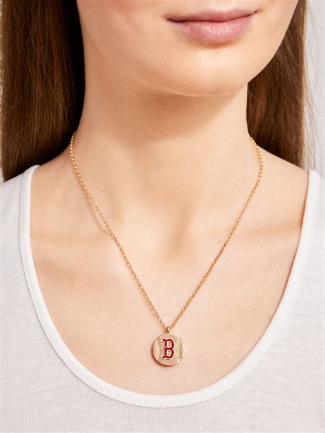 Mlb Gold Baseball Charm Necklace Boston Red Sox Mlb Pendant Necklace Baublebar