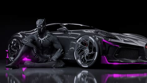 Black Panther Bugatti Chiron La Voiture Noire 4k