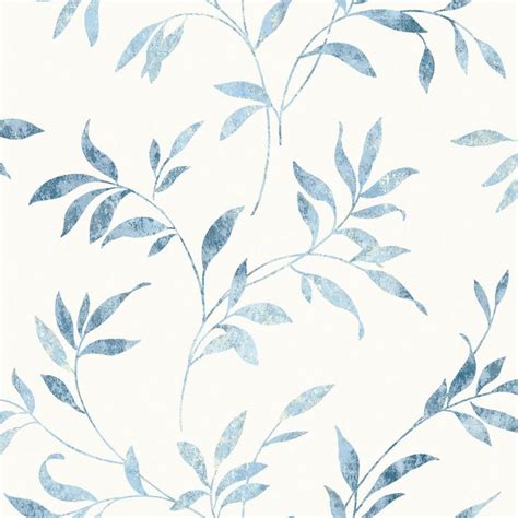 Dappled Light Blue Trails Give This Botanical Wallpaper A Lovingly