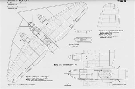 Asisbiz Artwork Line Drawing Or Blue Print Of A Heinkel He 111h8 Scale