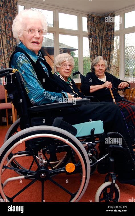 Left To Right 85 Year Old Woman 87 Year Old Woman And 82 Year Old Woman In Nursing Home Sitting