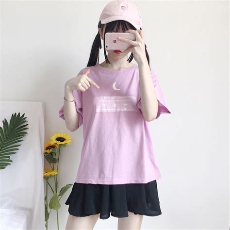 Cute Moon Friends T Shirt Ig Hot Korean Ulzzang Style Pink