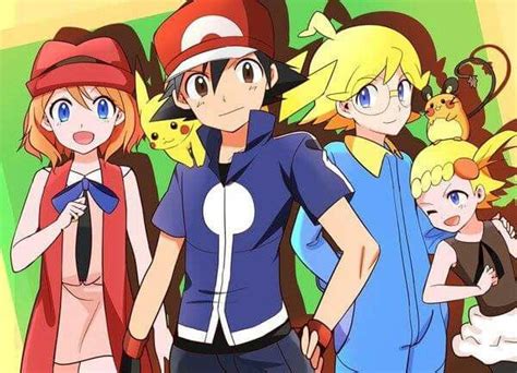 Ash Ketchum And Pikachu With Their Kalos Friends