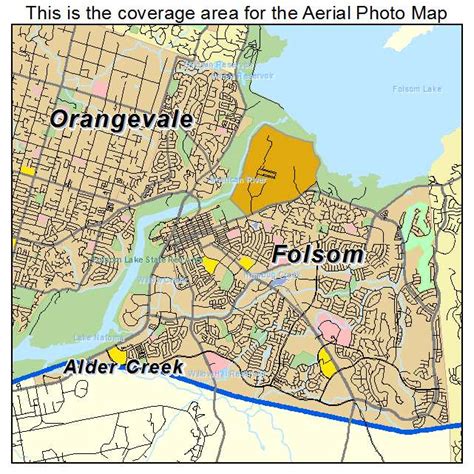 Aerial Photography Map Of Folsom Ca California