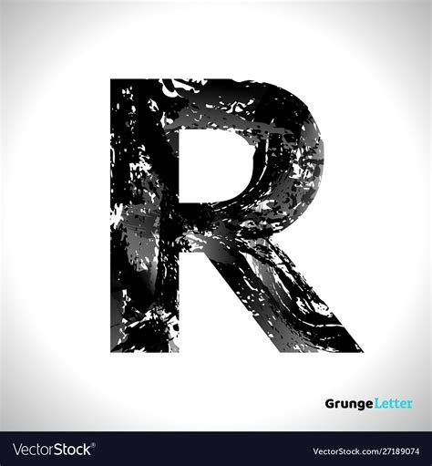 Grunge Letter R Black Font Sketch Style Symbol Vector Image