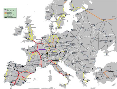 Europe High Speed Rail Map Industrialized Cyclist Notepad