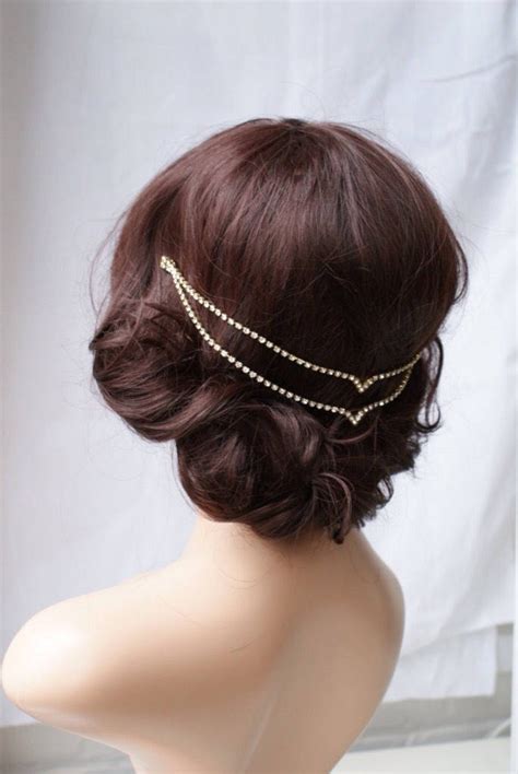 Wedding Hair Chain Bohemian Bridal Crystal Head Chain Etsy