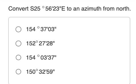 Solved Convert The Bearings To Azimuths From North And Chegg Com