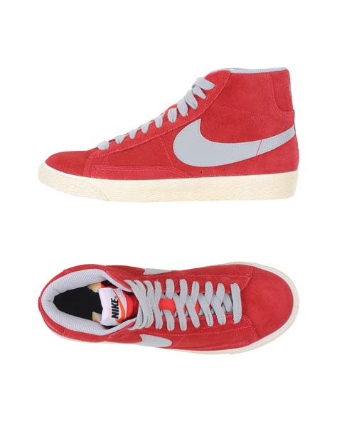 Nike Leather High Tops And Sneakers In Red For Men Lyst