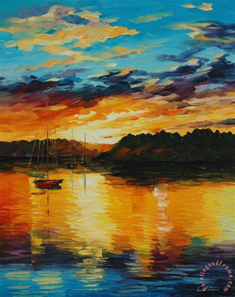 Leonid Afremov Reflections Of The Sunset Art Painting For Sale