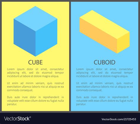 Cube And Cuboid Posters Set Royalty Free Vector Image