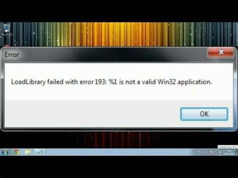 The loadlibrary fails with error code 193. Minecraft LoadLibrary failed with error 193: %1 is not a valid Win32 application - YouTube