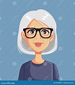 Senior Woman Vector Cartoon Portrait Stock Vector - Illustration of ...