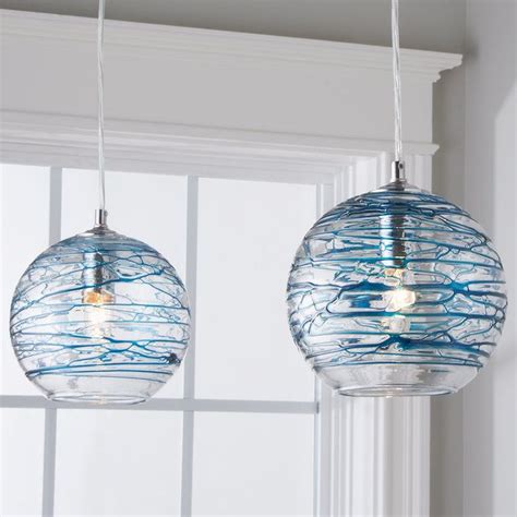 Swirling Glass Globe Pendant Light In 2020 Glass Globe Pendant Light Blown Glass Pendant