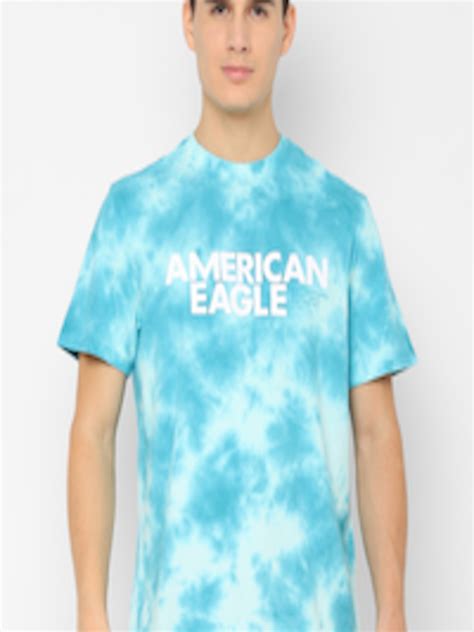 Buy American Eagle Outfitters Men Blue And White Dyed Brand Logo Print T