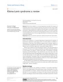 Pdf Kleine Levin Syndrome A Review