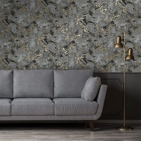 I Love Wallpaper Liquid Marble Wallpaper Charcoal Gold Wallpaper From