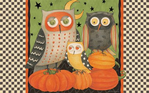 October Owls Wallpaper Debbie Mumm Get Other Owls Wallpaper By