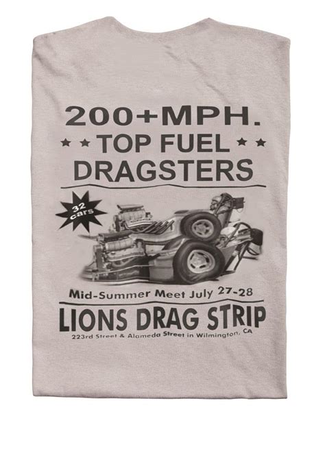 Lions Drag Strip Vintage Racing T Shirt Grey 0075g Free Shipping Over