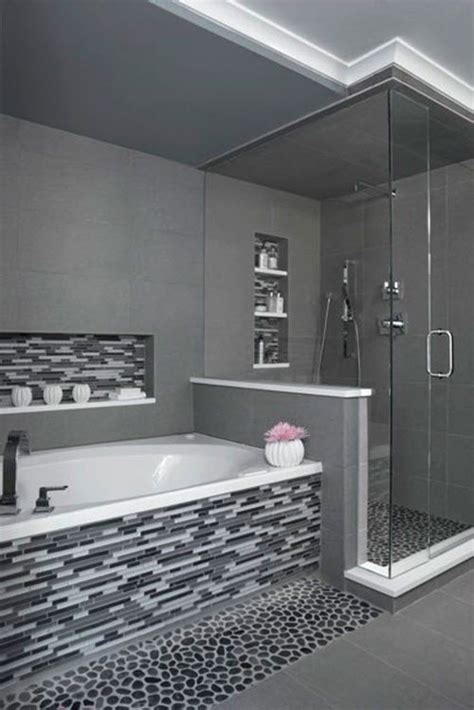 Get inspired with these chic gray bathroom decorating ideas that create a contemporary atmosphere using all gray shades associated or not with other colors. 29 gray and white bathroom tile ideas and pictures