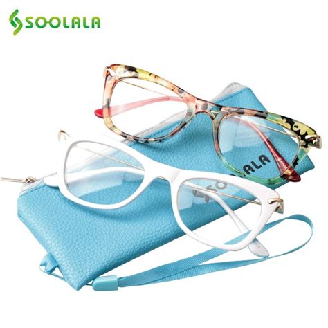 Soolala Womens Fashion Designer Cat Eye Eyeglasses Frames With Metal Arms Reading Glasses Women