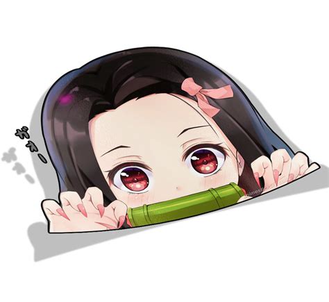 Nezuko Kamado Kimetsu No Yaiba Peek Pegatinas De Anime Etsy