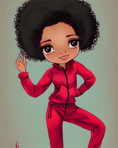 Cute African American Woman Chibi Style · Creative Fabrica