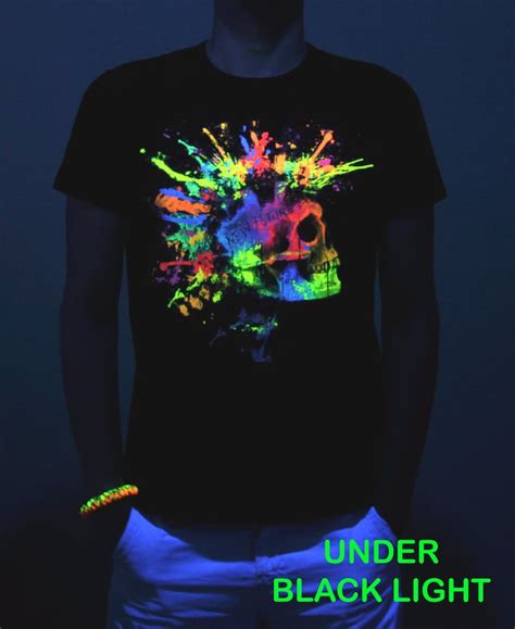 Rave Punk T Shirt Glow In The Dark And Under Uv Black Light Etsy