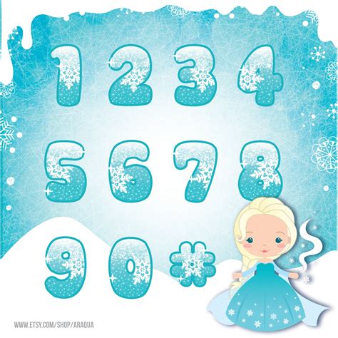 Frozen Numbers Clipart Set Character And Background