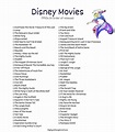 Free Disney Movies List of 400+ Films on Printable Checklists in 2022 ...