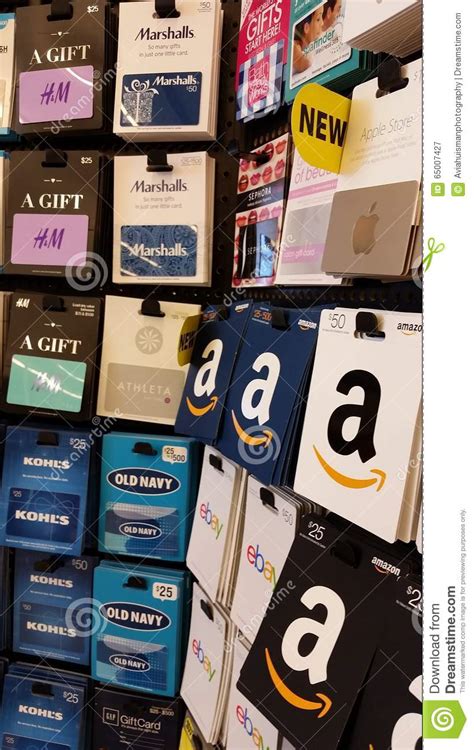 Maybe you would like to learn more about one of these? Gift Cards: Amazon, Old Navy, Marshalls, Apple And More Editorial Photography - Image: 65007427